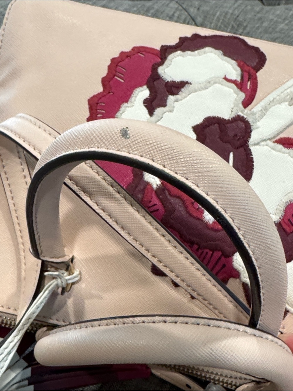 Tory Burch Bag Robinson Pink Leather Embroidered Floral Applique Satchel - Picture 11 of 17